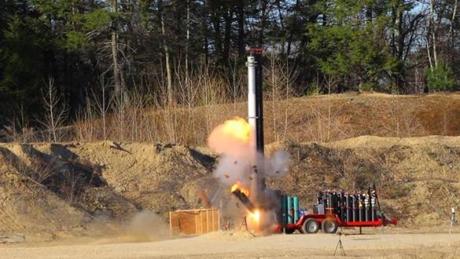 The BU Rocket Propulsion Group built and designed the Starscraper rocket. At a test in a defunct Sudbury sand quarry in early May, software malfunctioned, causing an explosion. 
